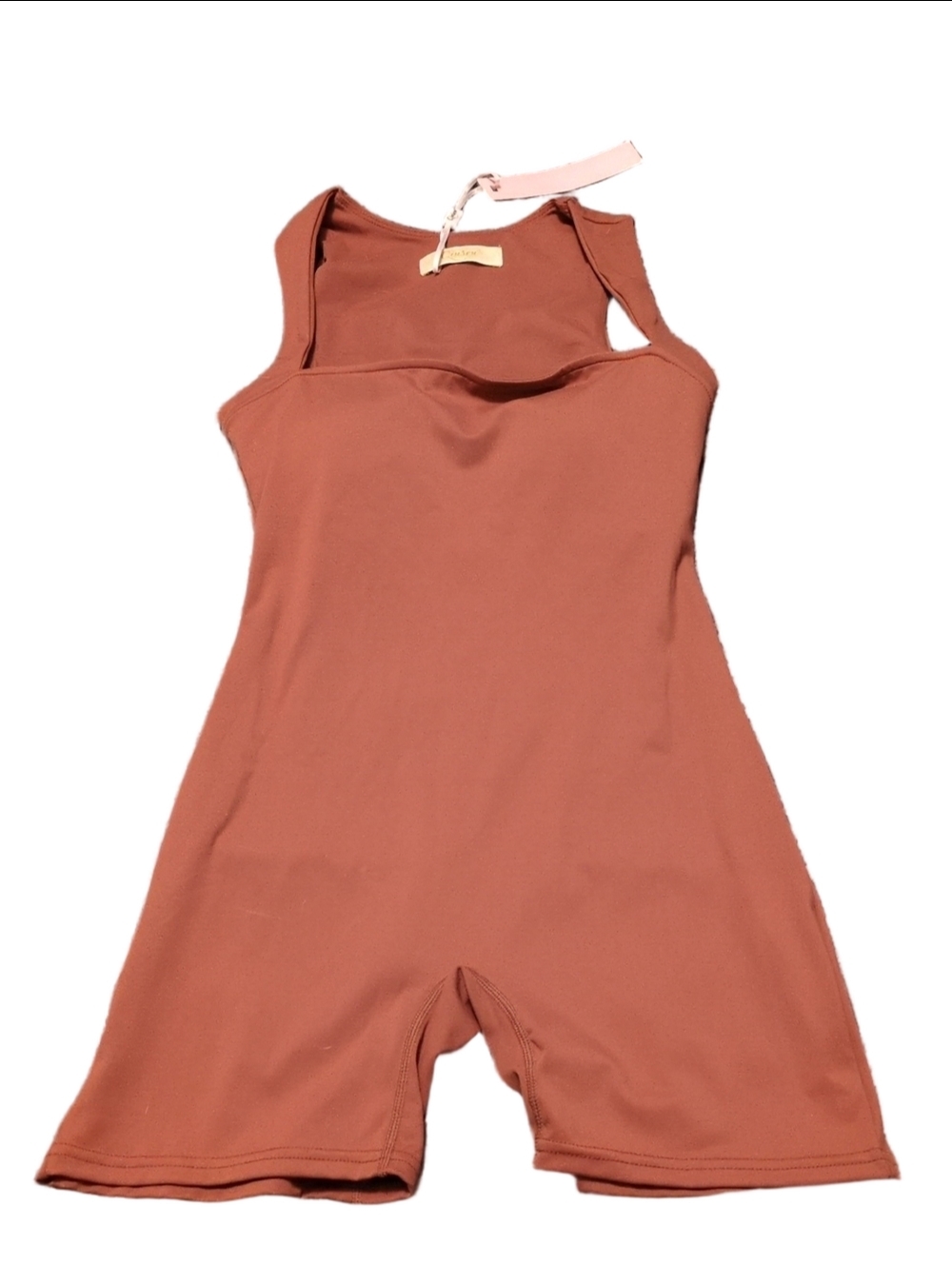 Qinsen Brown Bodysuit Romper With Shelf Padded Bra Size 4